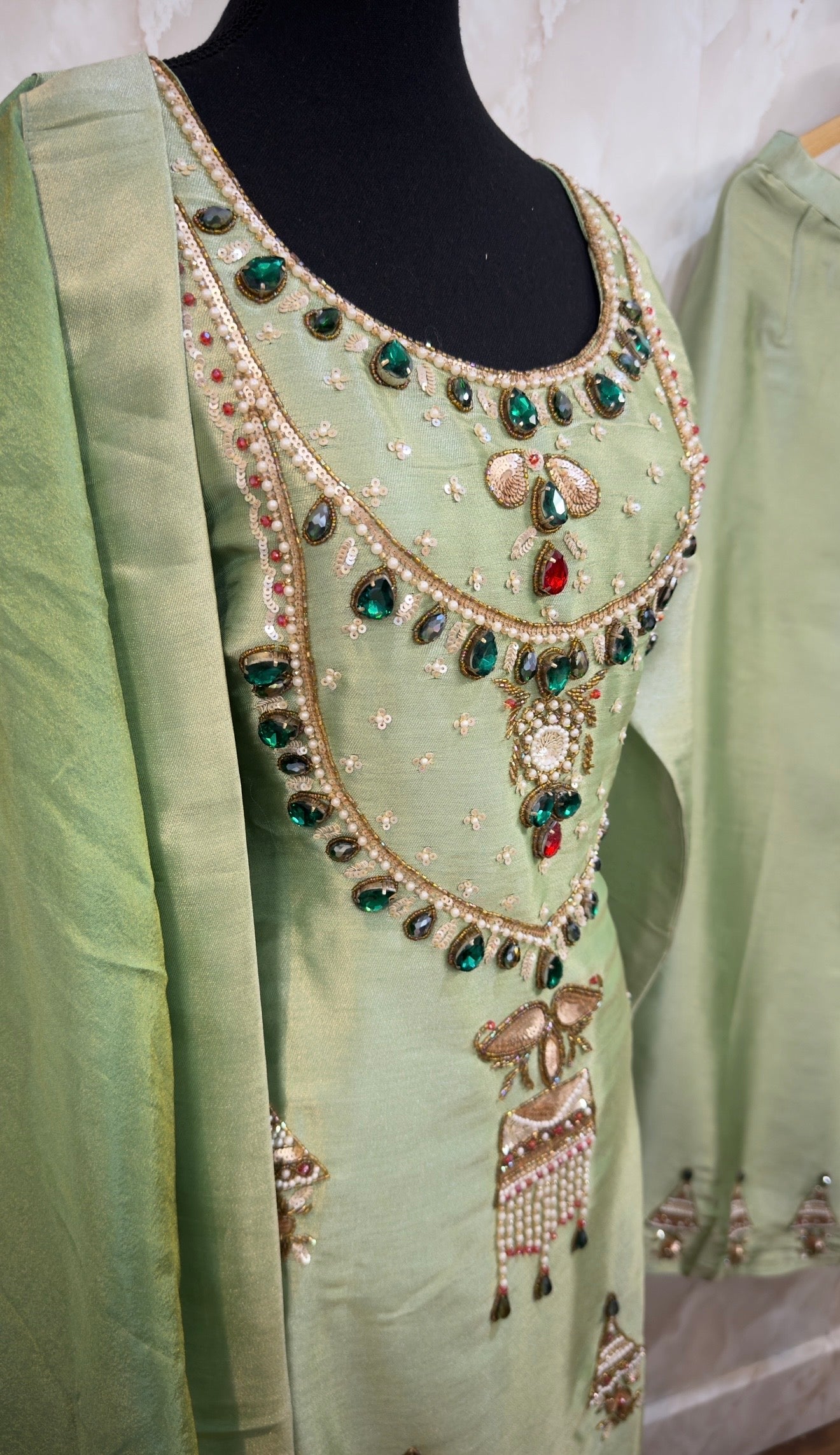 Beautiful embroidered plazzo suit