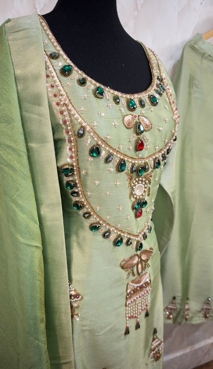 Beautiful embroidered plazzo suit