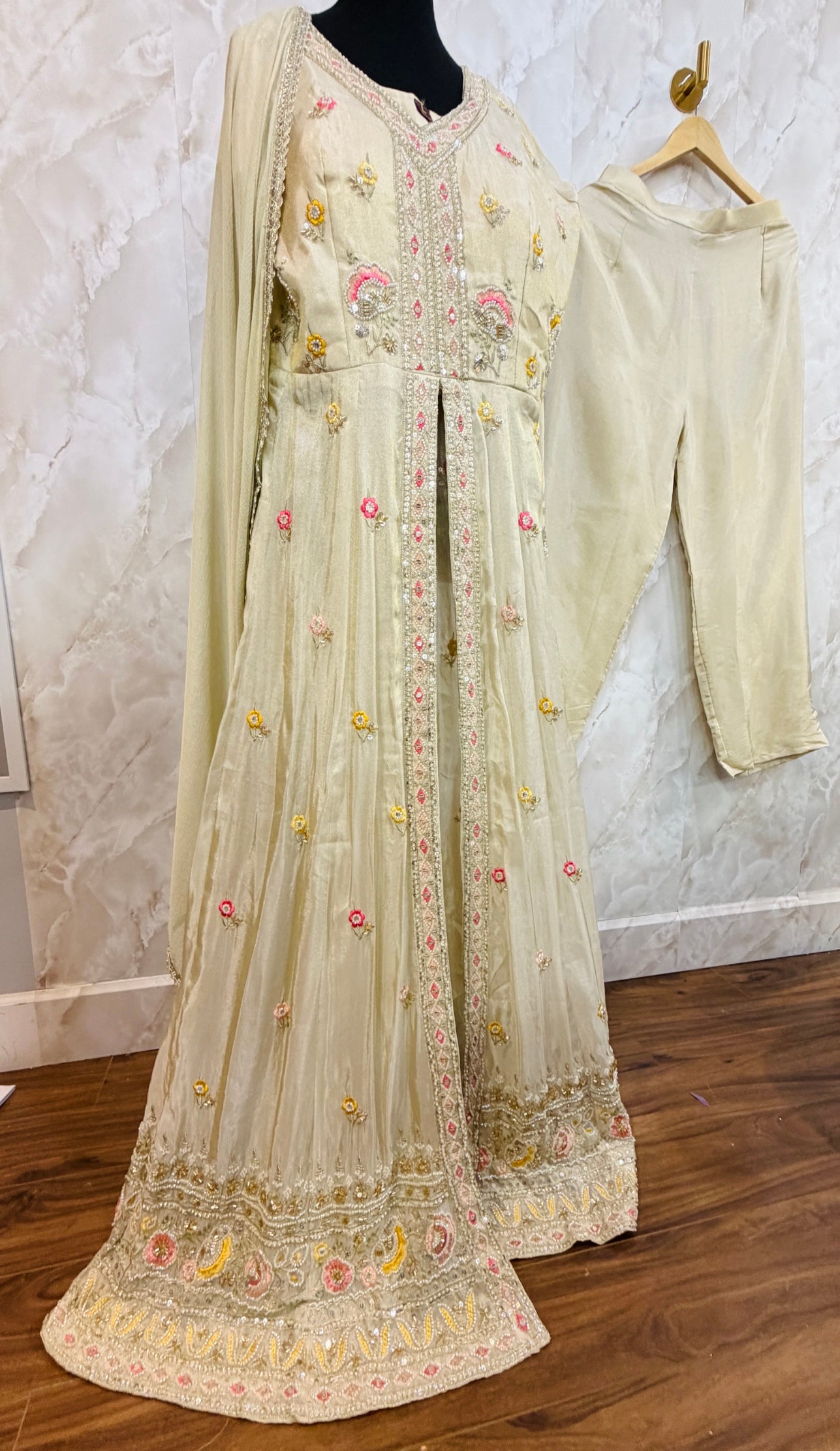 Front slit frock suit with pants SF473