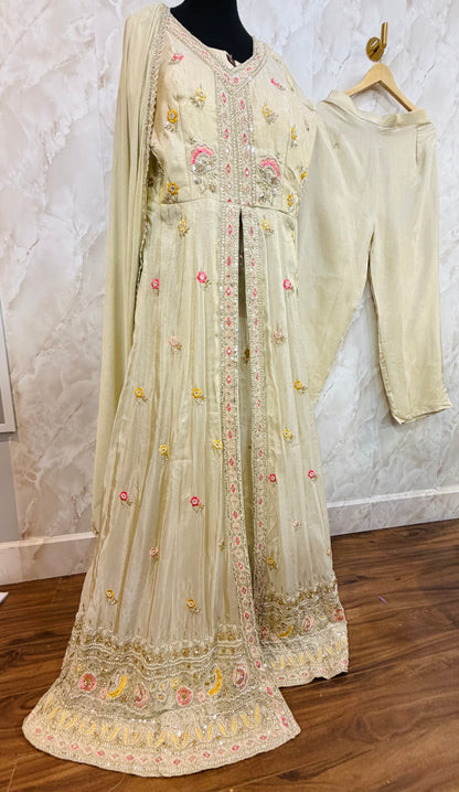 Front slit frock suit with pants SF473