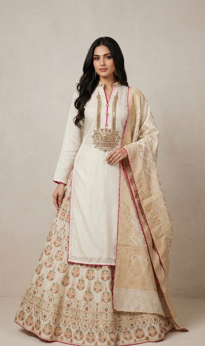 Semi stitched skirt suit