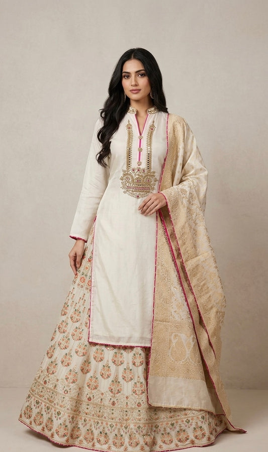 Semi stitched skirt suit