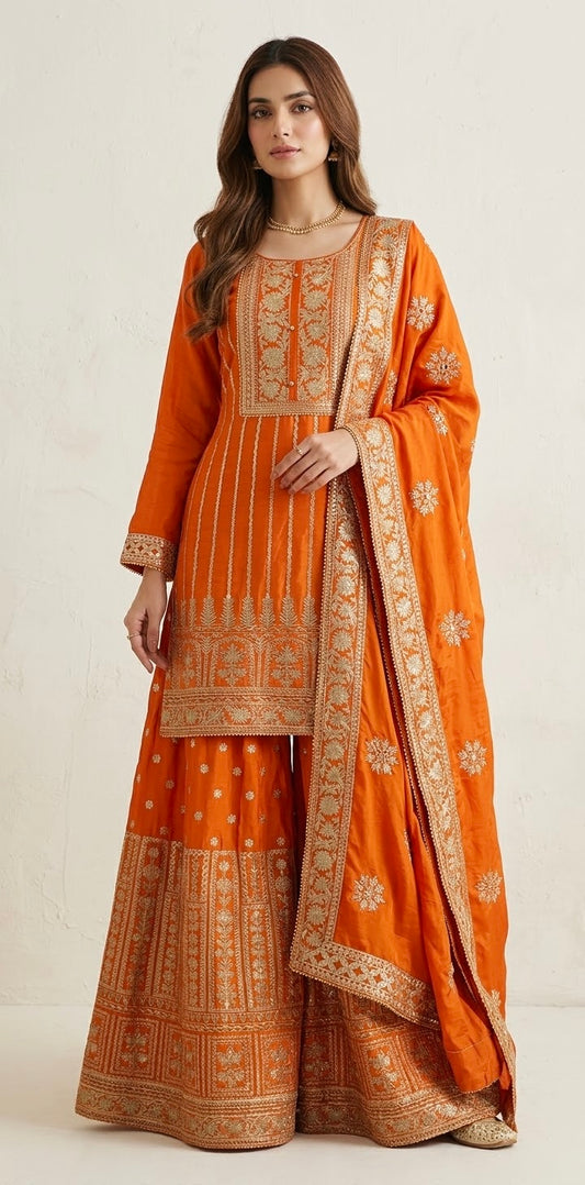 Pure chinnon sharara suit SF683