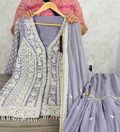 Georgette pearl work garara suit
