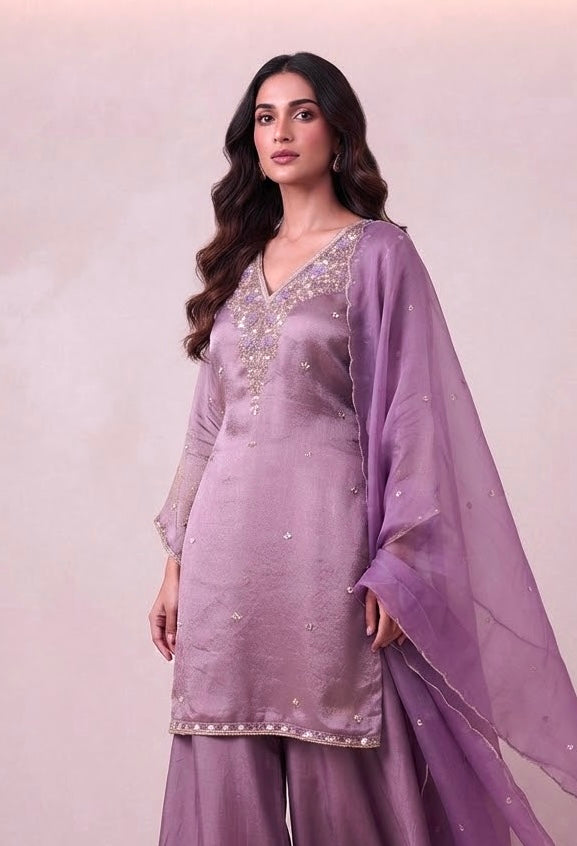 Shimmer silk plazzo suit SF609