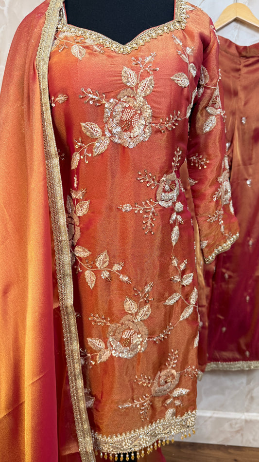 Shimmer embroidered suit