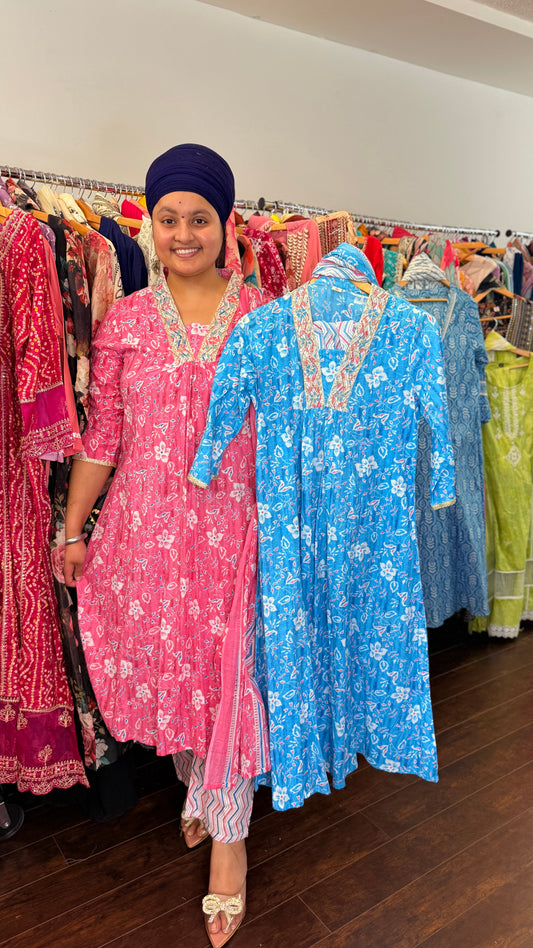 Pure cotton a line suit (blue colour)