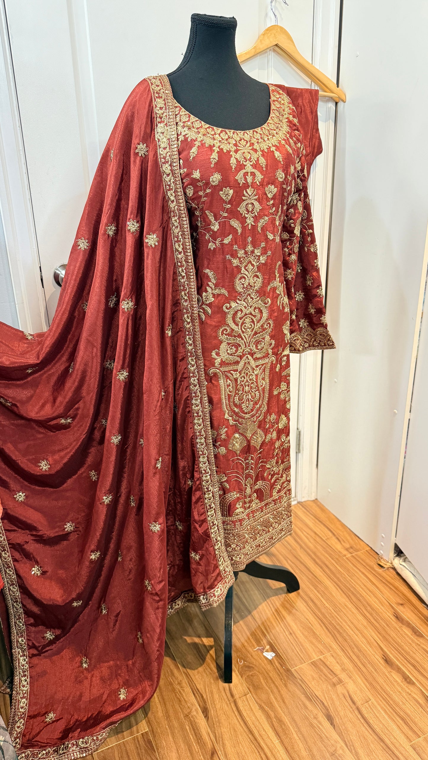 Fully embroidered party wear pant suit