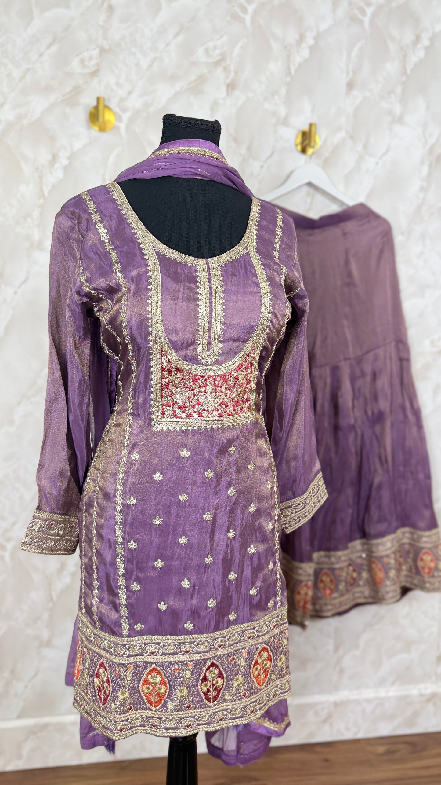 Shimmer silk embroidered garara suit SF463