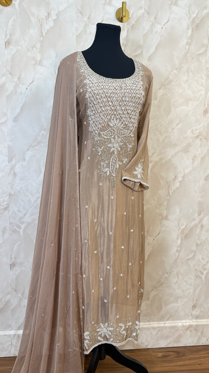 Pure chinnon plazo suit