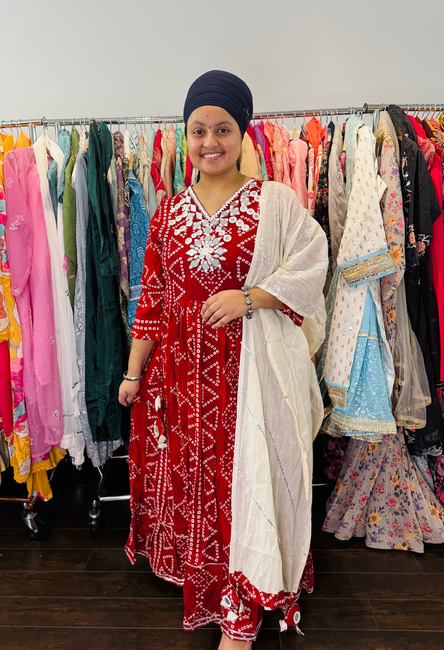 Rayon mirror work frock