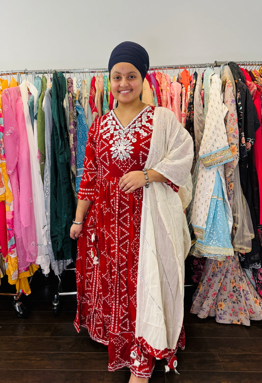 Rayon mirror work frock