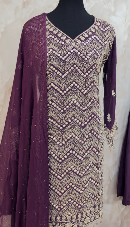 Pure crepe heavy party wear garara suit