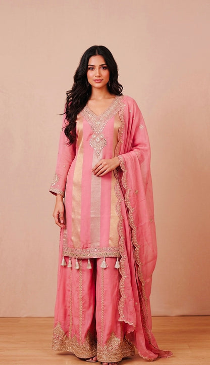 Pure organza embroidered suit