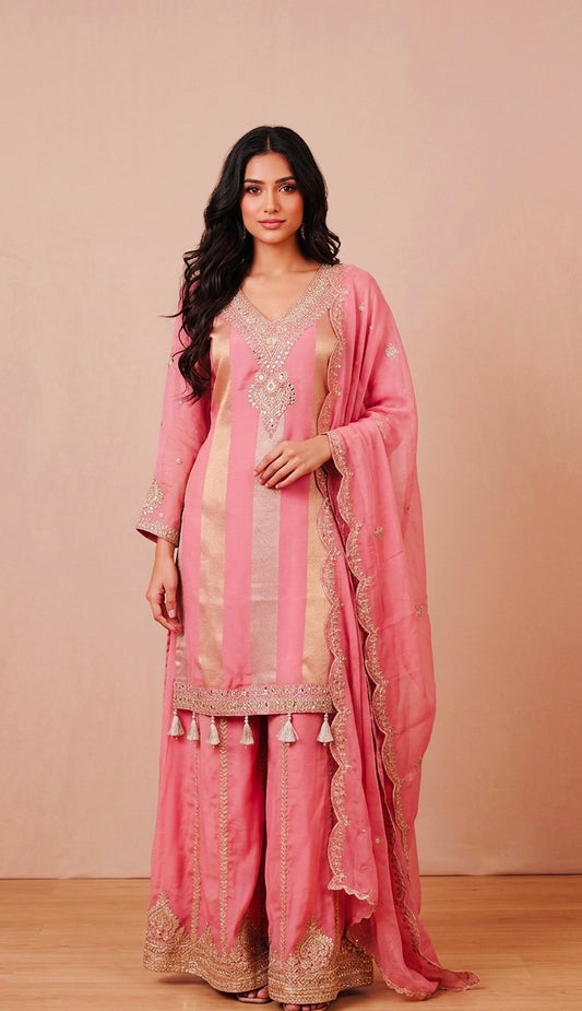 Pure organza embroidered suit