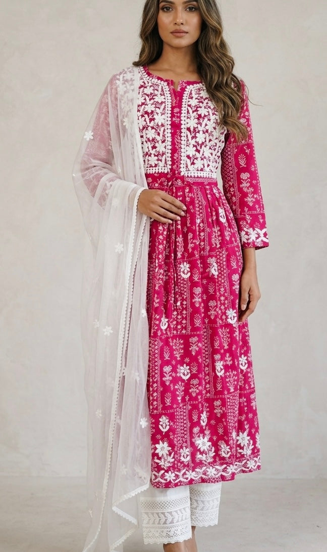 Pure cotton thread work suit