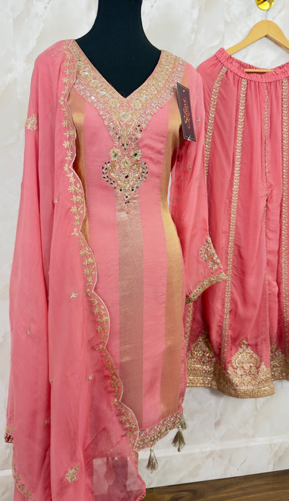 Pure organza embroidered suit