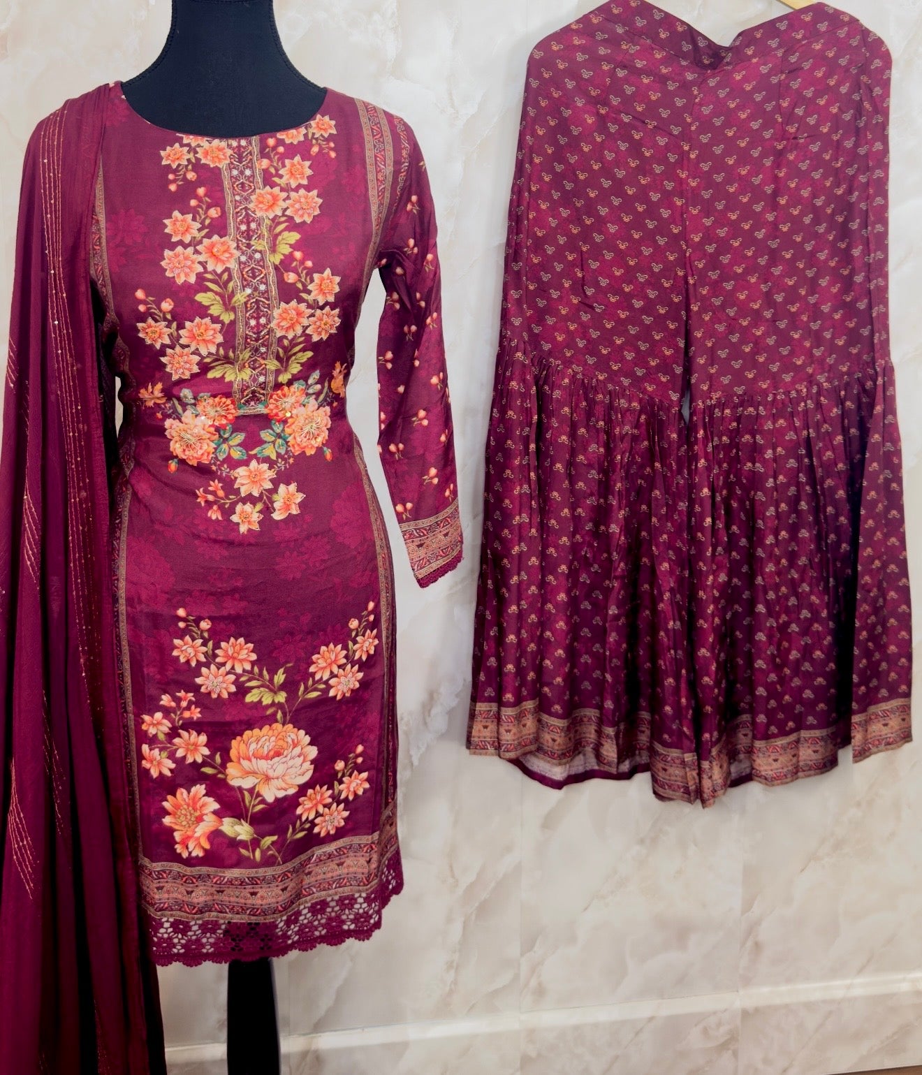 Pure muslin garara suit
