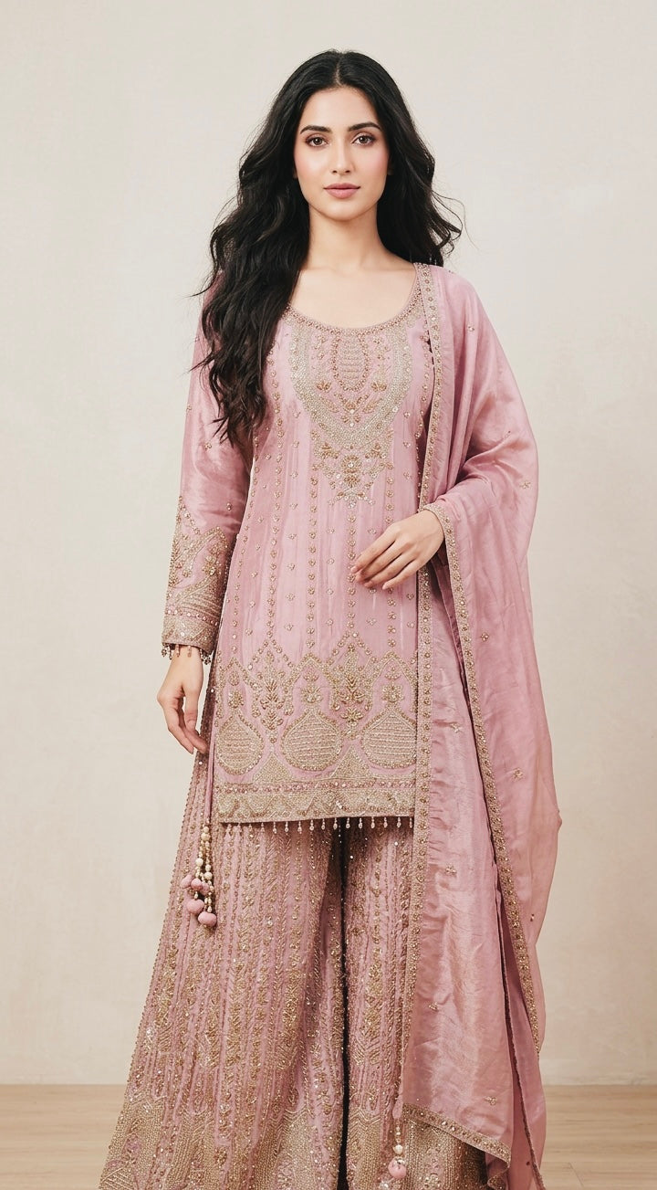 Heavy party wear sharara suit SF477