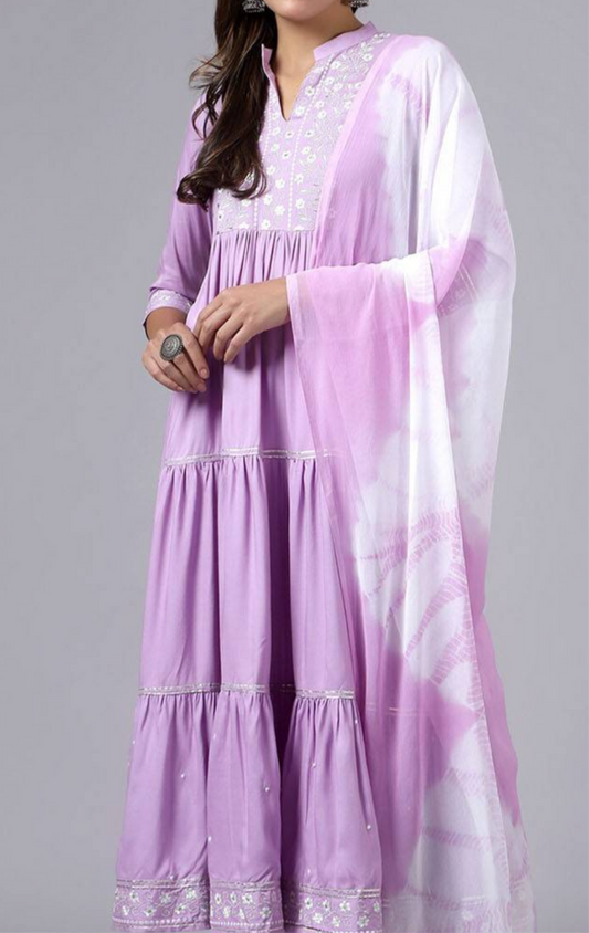 Rayon frock with duptta