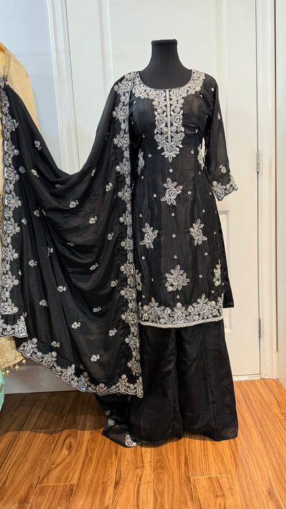 Black party wear sharara suit