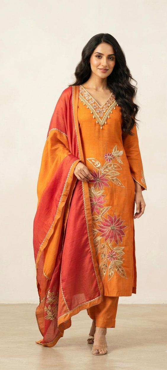 Shimmer silk pant suit SF443