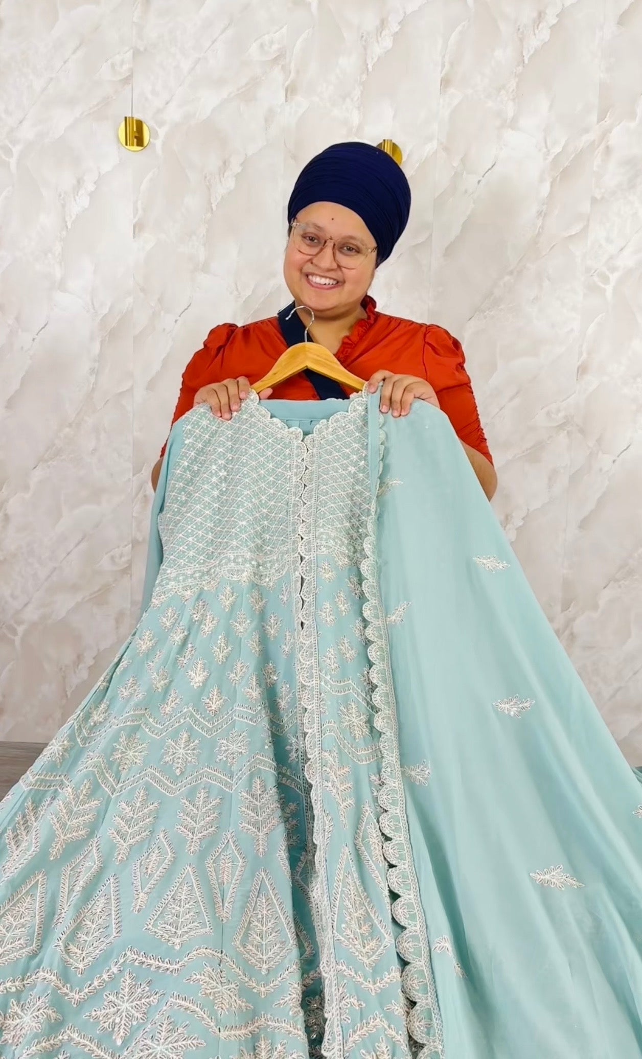 Georgette front silk frock suit