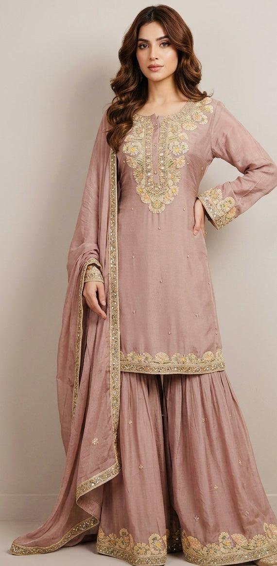 Pure chinnon garara suit