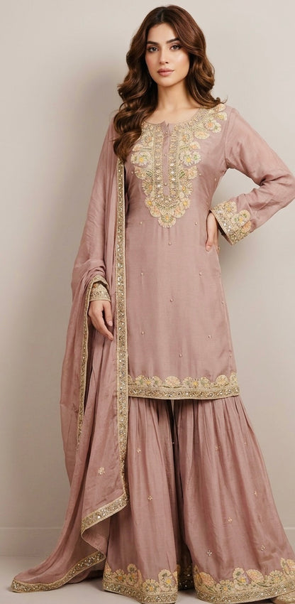 Pure chinnon garara suit