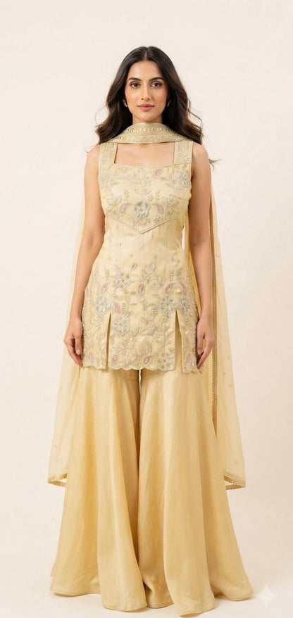 Shimmer silk designer suit