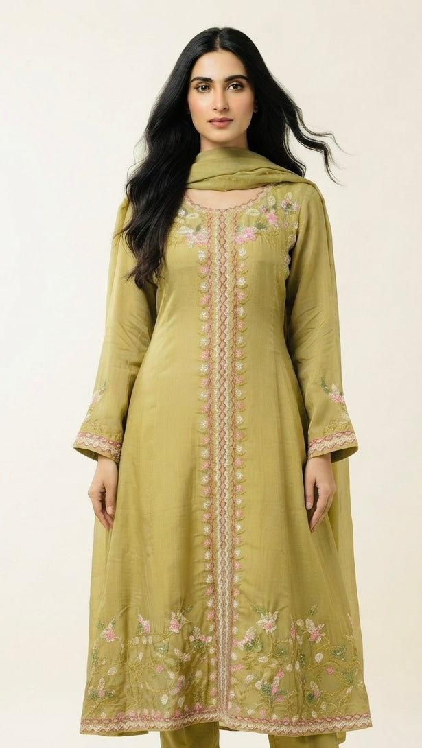 Pure crepe A-line suit SF464