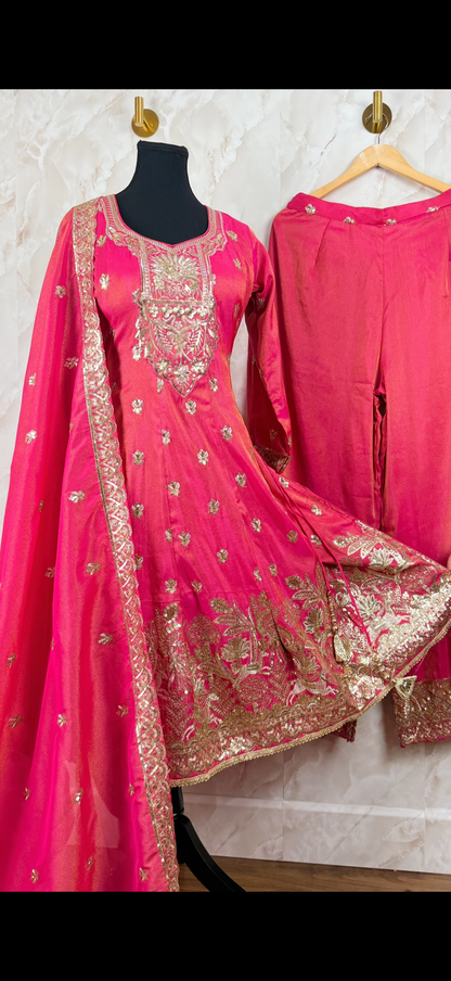 Shimmer silk party wear sharara suit SF446