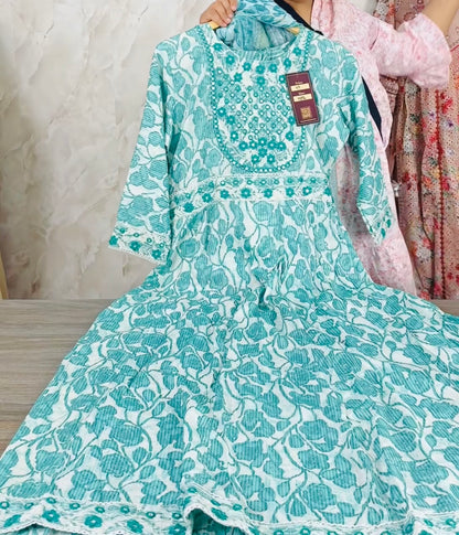 Rayon cotton anarkali suit