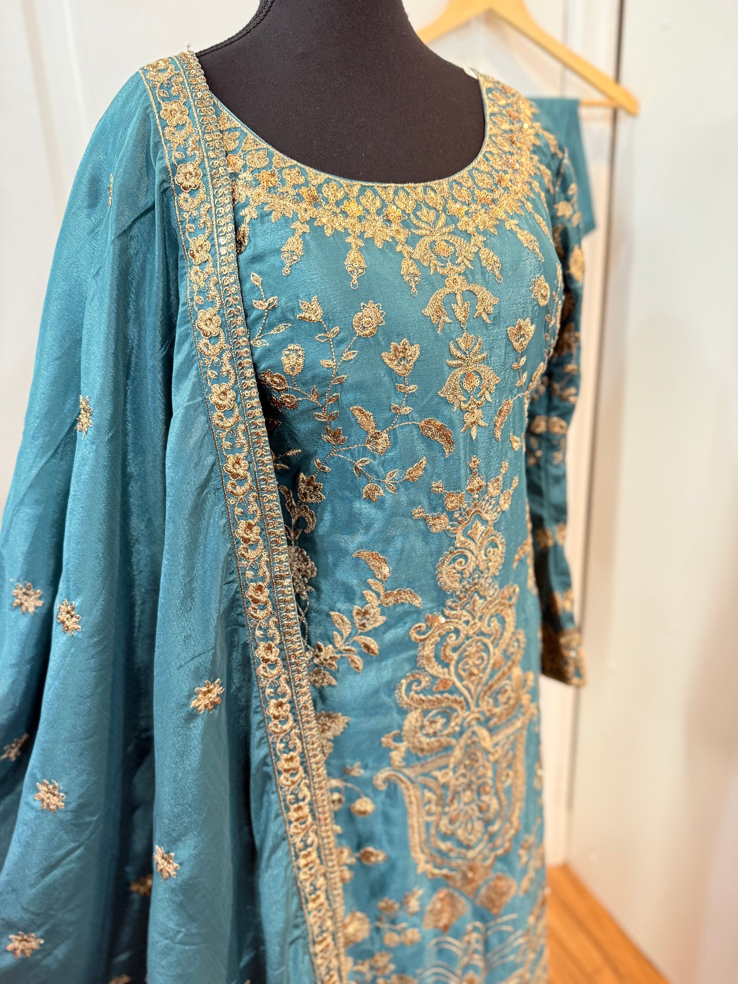 Fully embroidered party wear pant suit