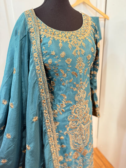 Fully embroidered party wear pant suit