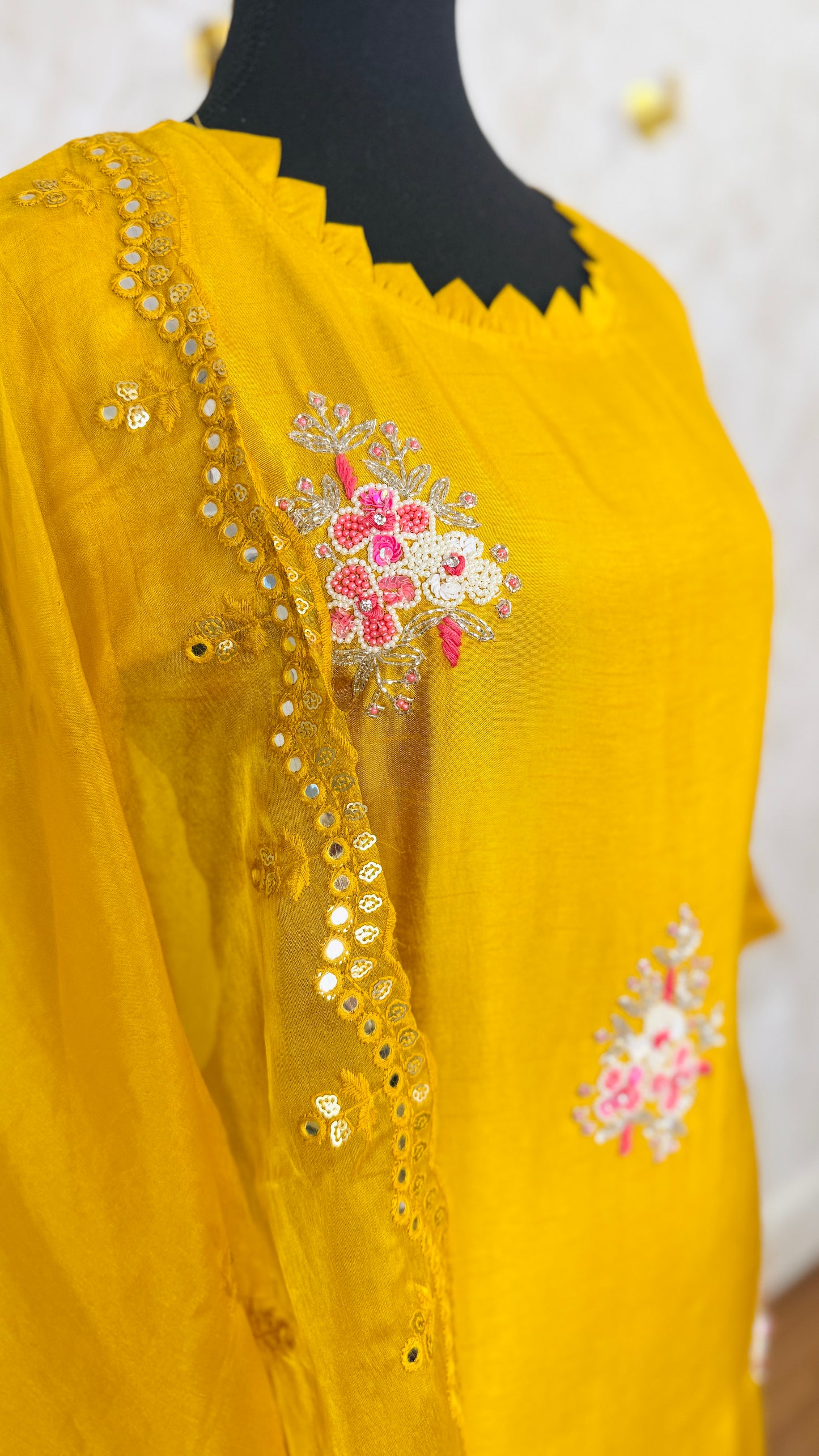 Silk handwork suit with beautiful embroidered duptta