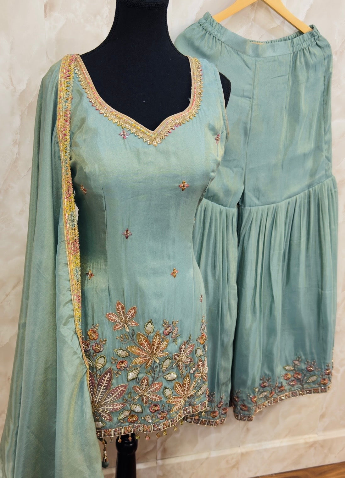Shimmer silk garara suit