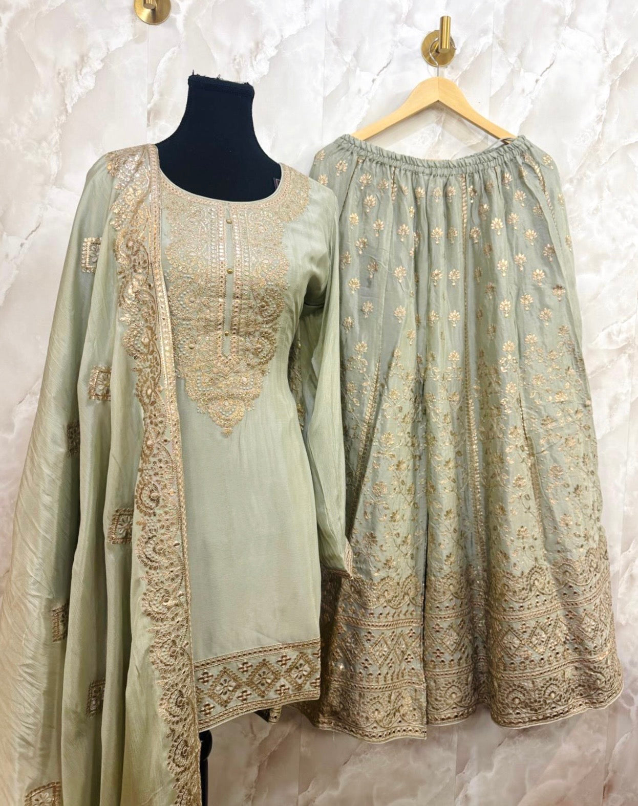 Pure chinnon party wear sharara suit SF526