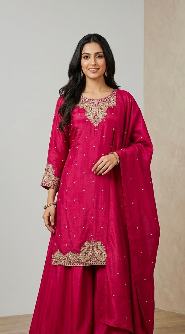 Pure crepe sharara suit