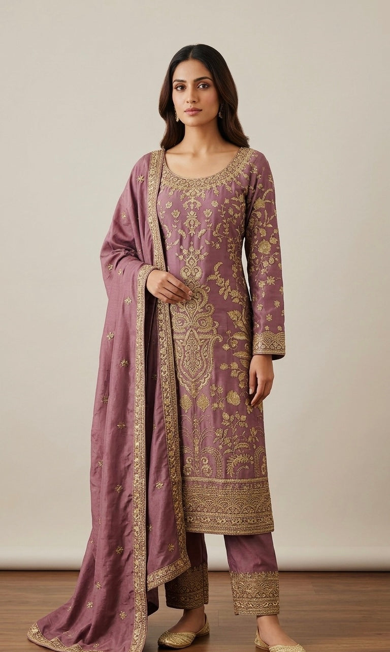 Fully embroidered party wear pant suit