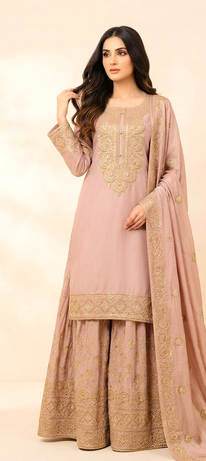 Pure chinnon party wear sharara suit SF526