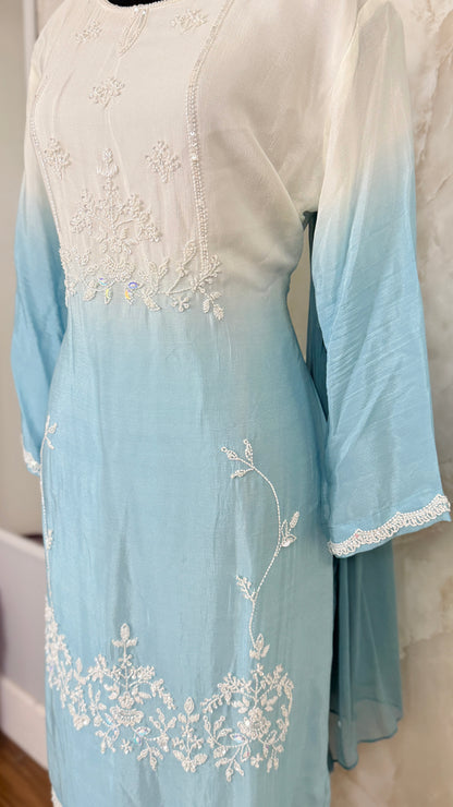 Ombre shade pure chinnon suit