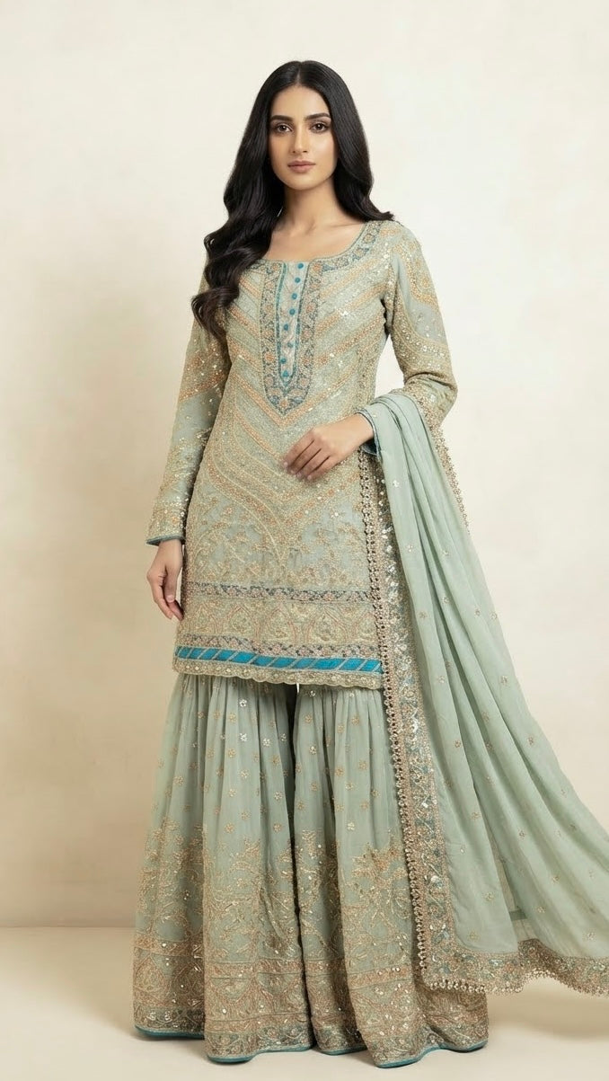 Fully heavy party wear garara suit SF670