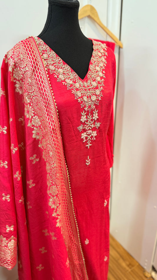 Silk suit with banarasi dupatta