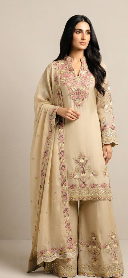 Pure chinnon sharara suit