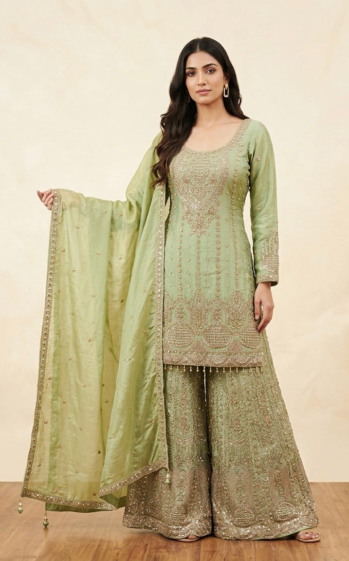 Fully heavy sharara suit SF519