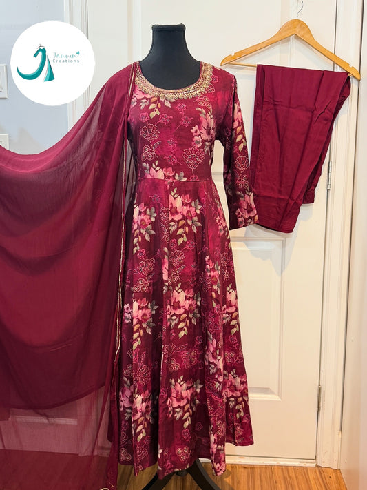 Muslin anarkali suit