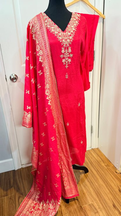 Silk suit with banarasi dupatta