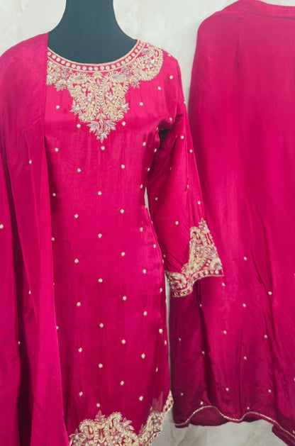 Pure crepe sharara suit