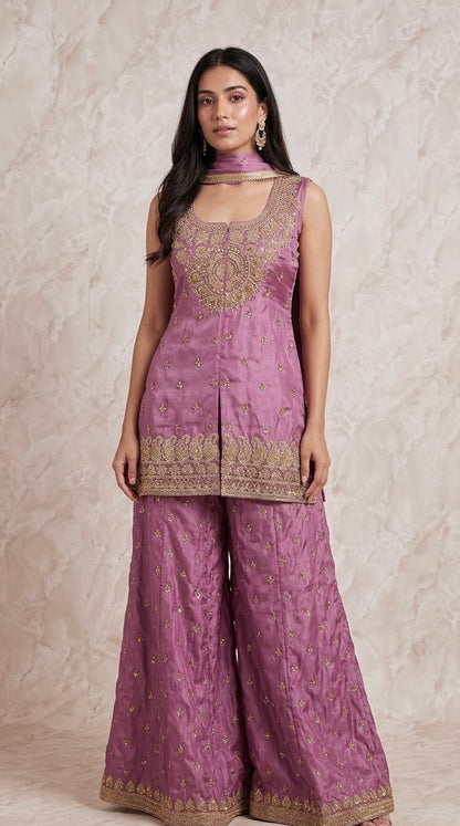 Embroidered sharara suit